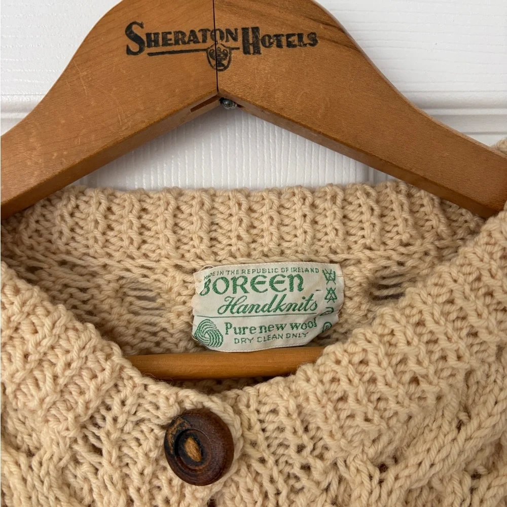 Cream Cable Knit Irish Wool cardigan - Picture 3 of 5